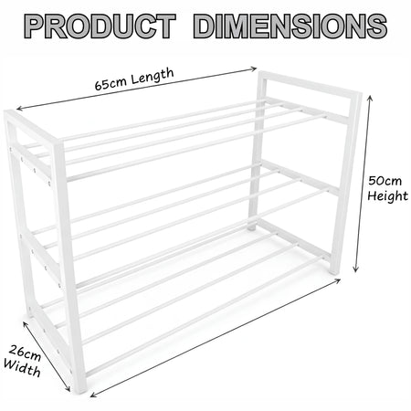 Royal Cuisine 3 Tier Shoe Rack – Metal Shoe Storage Organiser