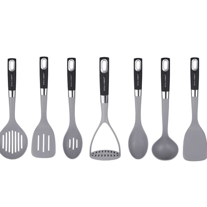 Royal Cuisine Set of 7 Stainless Steel Nylon Silicone Coated Kitchen Spoons