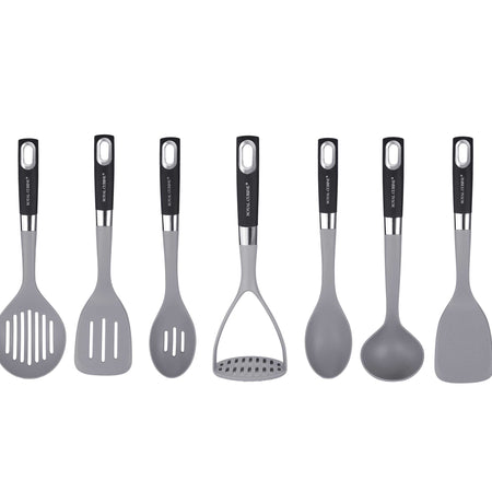 Royal Cuisine Set of 7 Stainless Steel Nylon Silicone Coated Kitchen Spoons