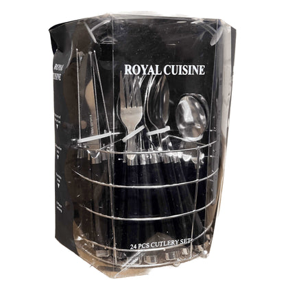 24PCS CUTLERY SET ON STAND- BLACK