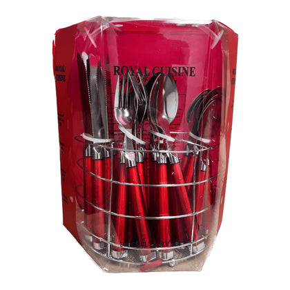 24PCS CUTLERY SET ON STAND- RED