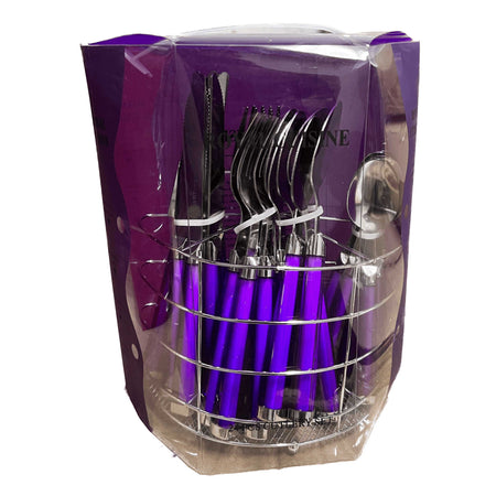 24PCS CUTLERY SET ON STAND- PURPLE