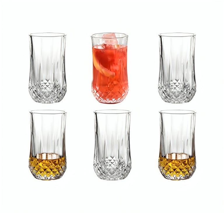 Set of 6 Highball Tall Drink Glasses 350ml Dishwasher Freezer Microwave Safe