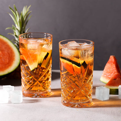 Royal Cuisine 6X 360ml Crystal Melodic Tall Tumblers Highball Drinking Glasses