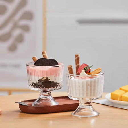 Plain Glass Dessert Bowls – Pack of 6 | Ice Cream, Pudding, Snacks, Serving Bowl