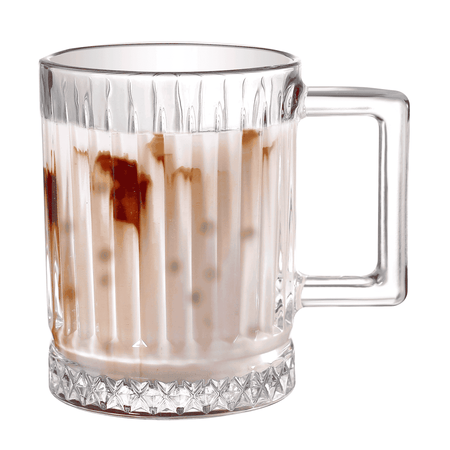 Royal Cuisine Set of 6 Glass Coffee Cups 250ML with Vertical Stripes
