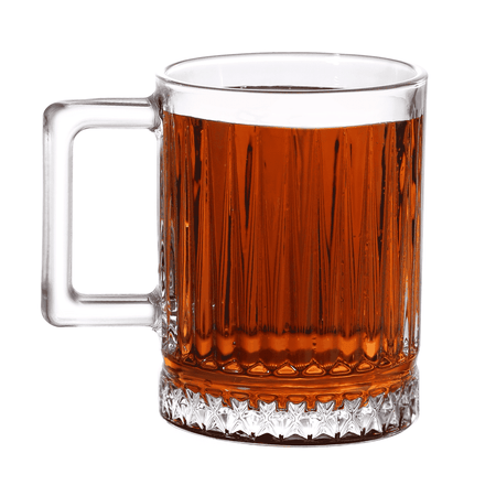 Royal Cuisine Set of 6 Glass Coffee Cups 250ML with Vertical Stripes