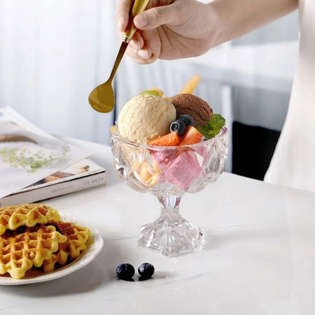 Royal Cuisine Diamond-Cut Glass Dessert Bowls