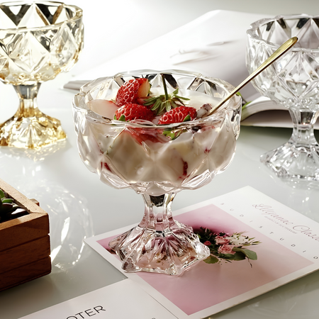 Royal Cuisine Diamond-Cut Glass Dessert Bowls
