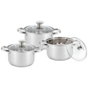 Royal Cuisine Stainless Steel Stockpot Set of 3 with Glass Lids – 18cm, 20cm & 22cm