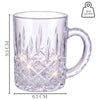 Royal Cuisine Glass Mugs with Handle, 280ml Crystal Cut Turkish Tea Cups, Set of 6