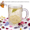 Royal Cuisine Glass Mugs with Handle, 280ml Crystal Cut Turkish Tea Cups, Set of 6