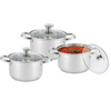 Royal Cuisine Stainless Steel Stockpot Set of 3 with Glass Lids – 18cm, 20cm & 22cm