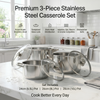 Royal Cuisine Stainless Steel Stockpot Set of 3 with Glass Lids – 18cm, 20cm & 22cm