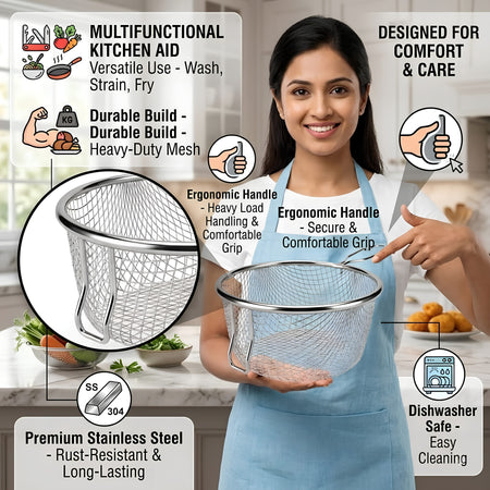 Royal Cuisine Stainless Steel Chip Pan Basket | 19cm & 21cm