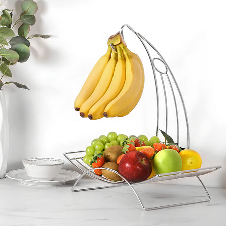 Royal Cuisine Chrome Wire Fruit Basket with Banana Hanger