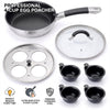 20cm Stainless Steel Egg Poacher Pan with Lid – 4 Non Stick Cups