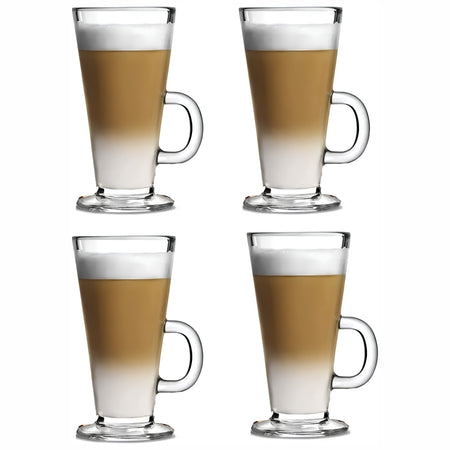 Royal Cuisine Latte Glasses 270ml – Glass Coffee Cups with Handle | Set of 2, 4 or 6