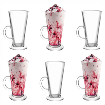 Royal Cuisine Glass Coffee Cups Set of 6, 270ml Latte Glasses