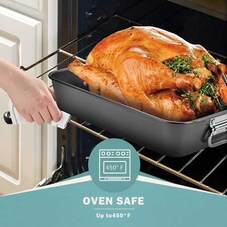 Royal Cuisine Deep Roasting Tin – Non Stick Carbon Steel Roasting Tray
