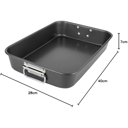Royal Cuisine Deep Roasting Tin – Non Stick Carbon Steel Roasting Tray