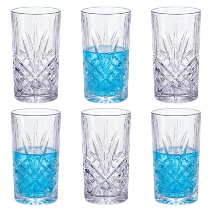 Royal Cuisine Highball Glasses Set of 6 – 370ml Tall Glasses