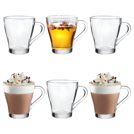 Royal Cuisine Glass Coffee & Tea Cups – Set of 6, 260ml