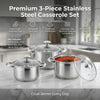 Royal Cuisine Stainless Steel Cooking Pots Set, 3 Piece, 24cm, 26cm & 28cm with Glass Lids