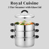 Royal Cuisine 3 Tier Stainless Steel Steamer – 18cm, 20cm, 22cm & 24cm