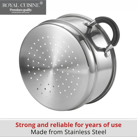 Royal Cuisine 3 Tier Stainless Steel Steamer – 18cm, 20cm, 22cm & 24cm