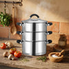 Royal Cuisine 3 Tier Stainless Steel Steamer – 18cm, 20cm, 22cm & 24cm