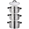 Royal Cuisine 3 Tier Stainless Steel Steamer – 18cm, 20cm, 22cm & 24cm