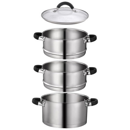 Royal Cuisine 3 Tier Stainless Steel Steamer – 18cm, 20cm, 22cm & 24cm