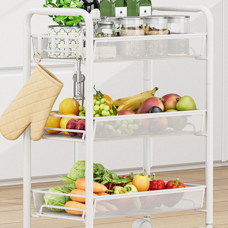 3-Tier Slim Storage Trolley Cart on Wheels - Narrow Rolling Rack