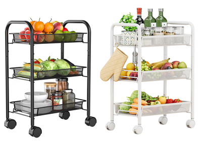 3-Tier Slim Storage Trolley Cart on Wheels - Narrow Rolling Rack