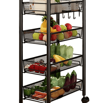 Heavy Duty 4 Tier Side Trolley Cart Beauty Salon Shelf Kitchen Storage Rack