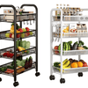 Heavy Duty 4 Tier Side Trolley Cart Beauty Salon Shelf Kitchen Storage Rack