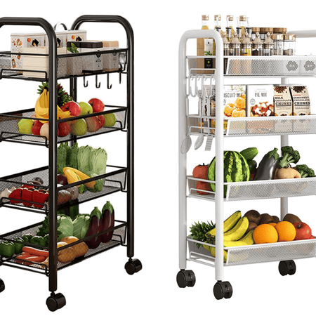 Heavy Duty 4 Tier Side Trolley Cart Beauty Salon Shelf Kitchen Storage Rack