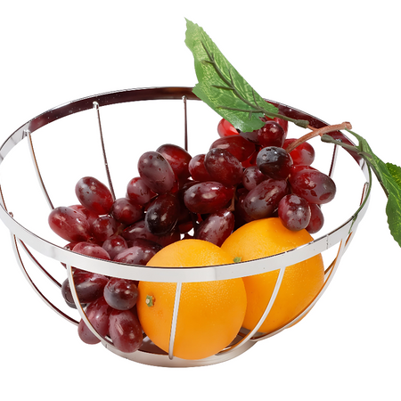 Chrome Wire Fruit Basket Bowl – Round, Modern & Elegant Vegetable Holder Stand