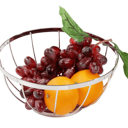 Chrome Wire Fruit Basket Bowl – Round, Modern & Elegant Vegetable Holder Stand
