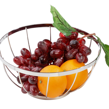 Chrome Wire Fruit Basket Bowl – Round, Modern & Elegant Vegetable Holder Stand
