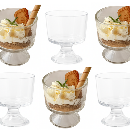 Striped Dessert Bowls – Pack of 6 | Stylish Serving Bowls for Ice Cream, Pudding