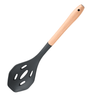 Silicone Nylon Slotted Spoon with Wooden Handle – Heat Resistant Kitchen Utensil