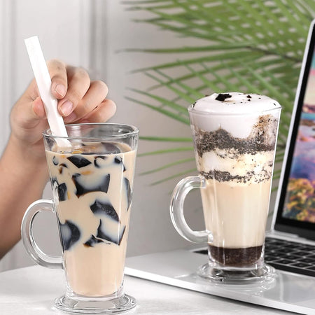 Latte Glasses Set of 4, 270ml Glass Coffee Cups