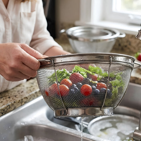 Royal Cuisine 3 Piece Stainless Steel Colander Set – Kitchen Colanders & Pasta Strainer