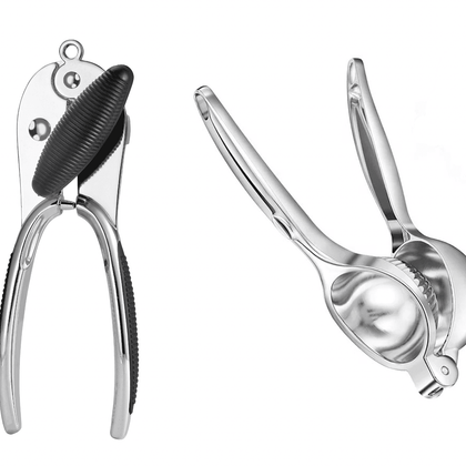 Royal Cuisine Set of 4 Zinc Alloy Premium Quality Can Opener, Garlic Press, Lemon Squeezer and Potato Peeler