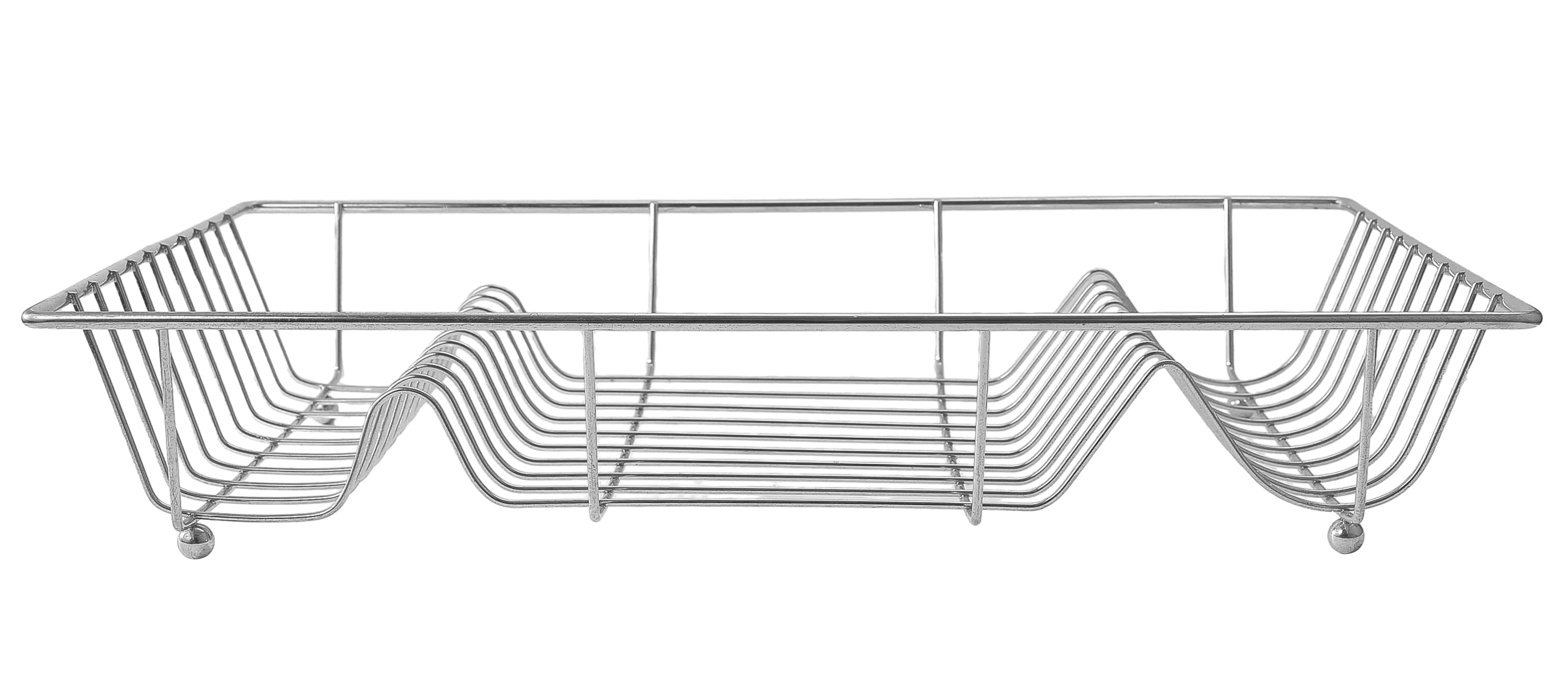 Royal Cuisine Chrome Flat Dish Drainer-Utensils Organiser Storage Rack For Kitchen Plates,Cups, Bowls,Glasses