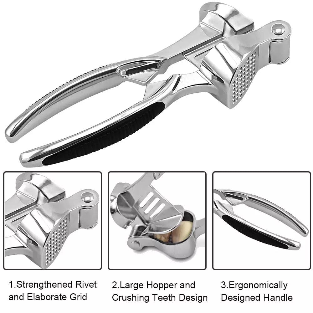 Royal Cuisine Set of 4 Zinc Alloy Premium Quality Can Opener, Garlic Press, Lemon Squeezer and Potato Peeler