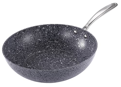 Royal Cuisine Nonstick Granite Effect Wok Pan with Glass Lid