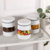 Glass Storage Jars Set of 3 – Tea, Coffee & Sugar Canisters – White